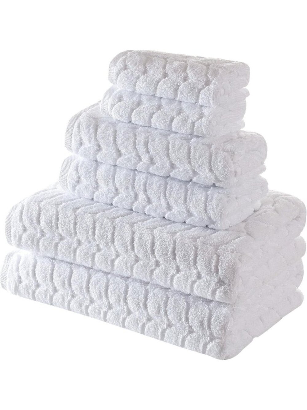 Luxury Turkish Cotton Bath & Hand Towels Set - Soft Plush Jacquard, 6 Pieces